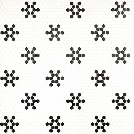 Msi White And Black Mod Petal Pattern Pattern 11.73 x 11.85 Matte Porcelain Floor And Wall tile, 15PK ZOR-MD-0582